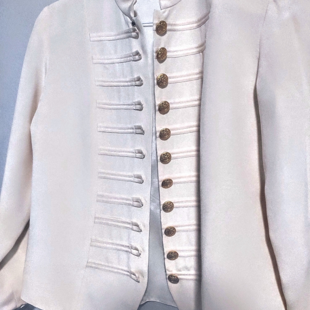 VTG Bloomingdales | Ivory Silk Jacket Gold Buttons